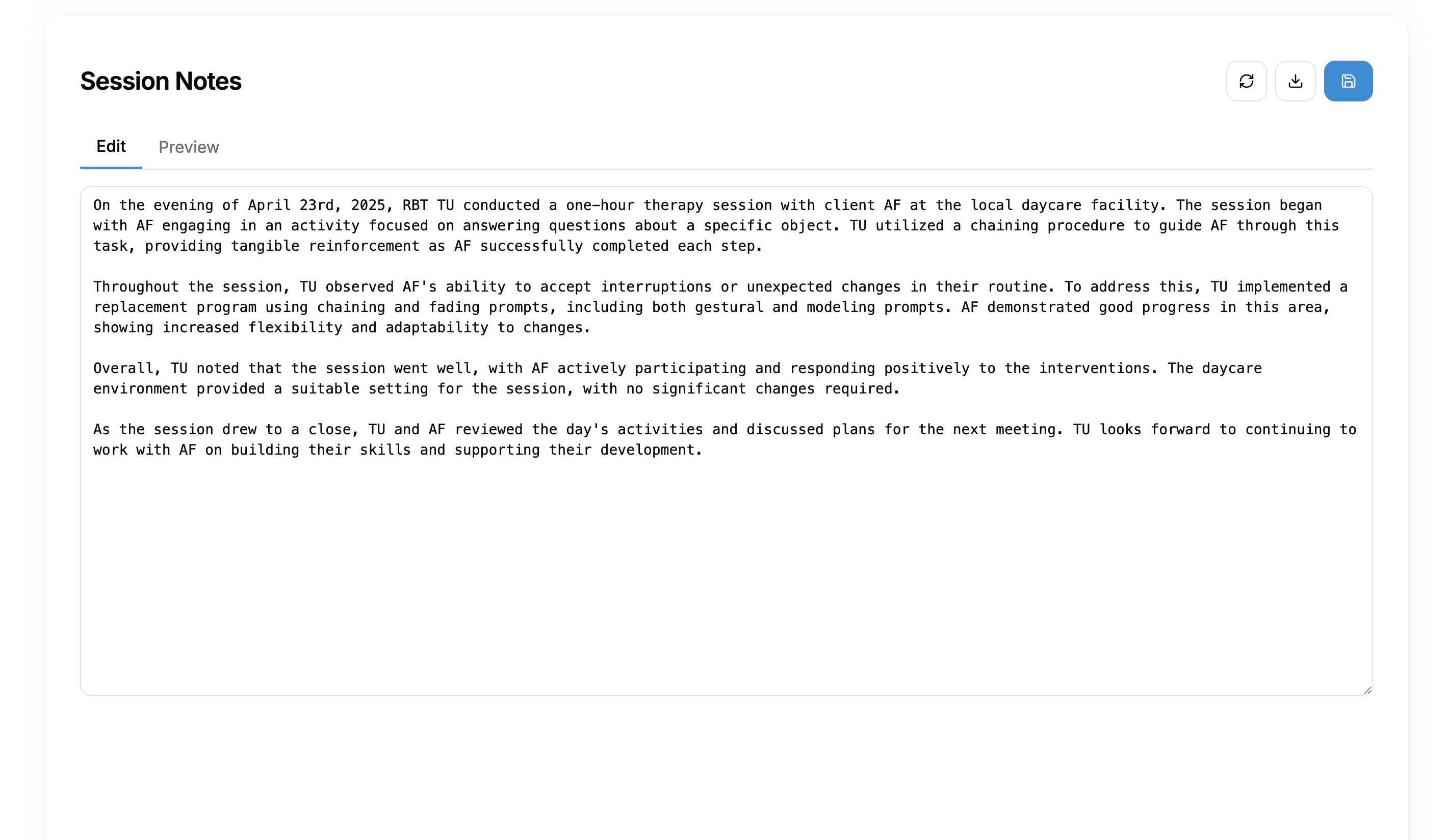 Generated Session Notes