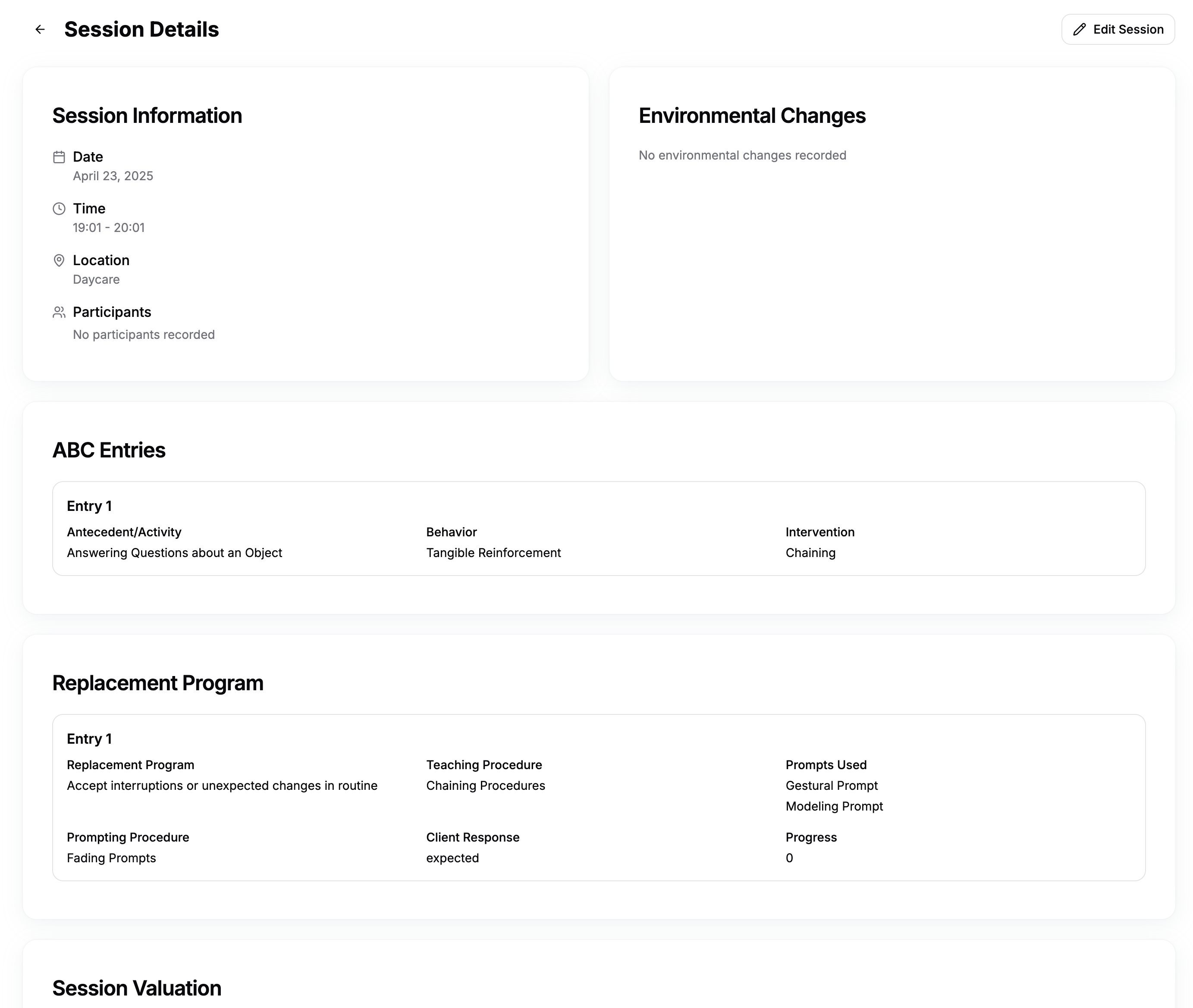 Session Details View