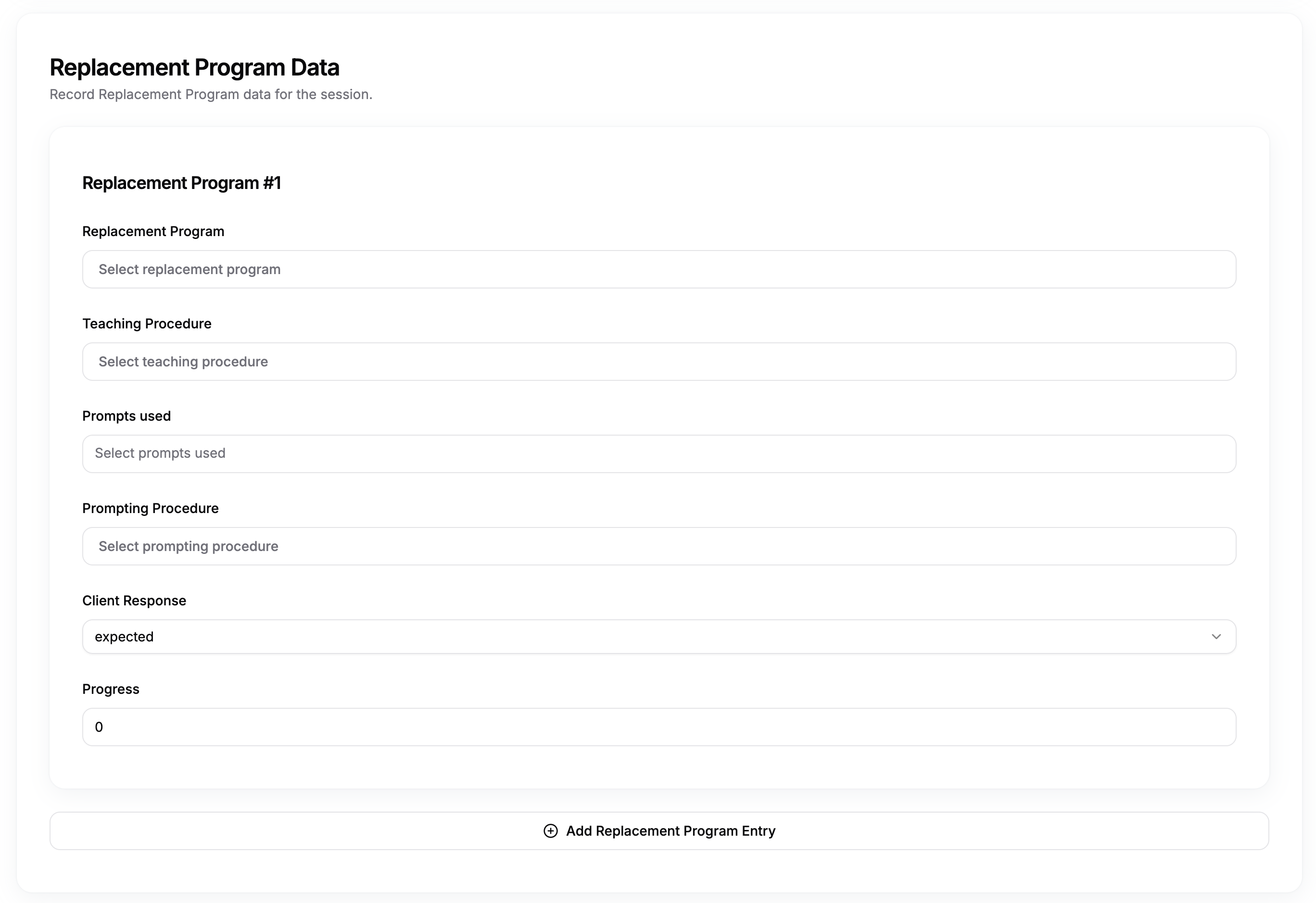 Replacement Program Data