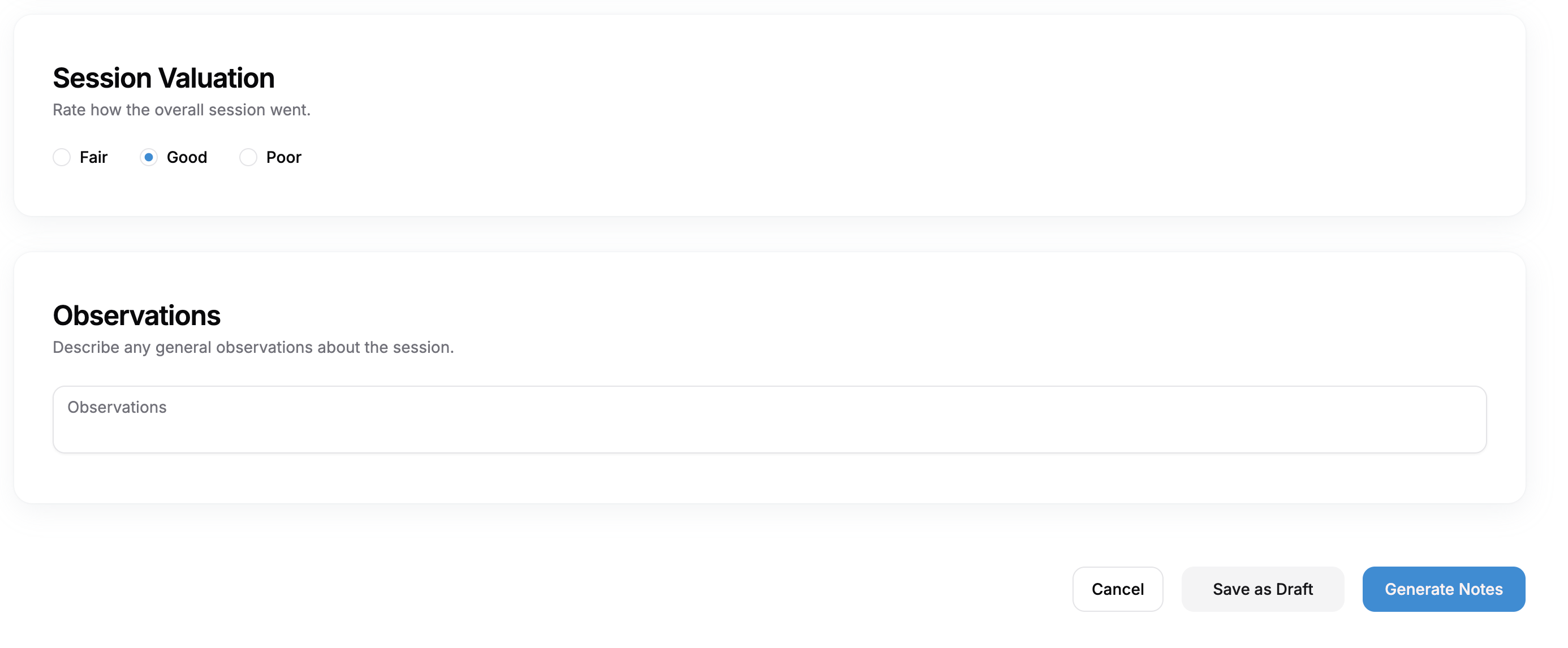 Session Valuation and Observations